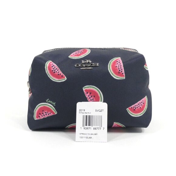 Coach Watermelon Navy Red Multi Small Boxy Nylon Cosmetic Case NWT - Picture 2 of 6